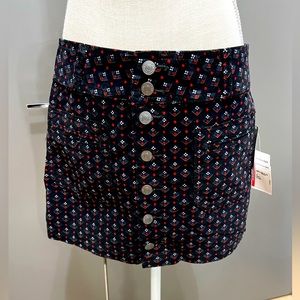 NWT Free People FP Joanie Black & Red Floral Pattern Corduroy Mini Skirt Sz 29